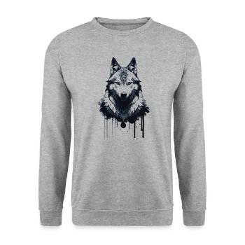 Wolf,Ink,Painting,Front,Graffiti,Black - Unisex Sweatshirt - salt & pepper - Front - Alina (178cm) & Michal (187cm)