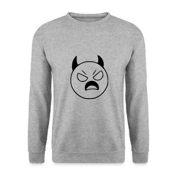 Emoji Sketch Devil Evil Black - Unisex Sweatshirt - salt & pepper - Front - Alina (178cm) & Michal (187cm)