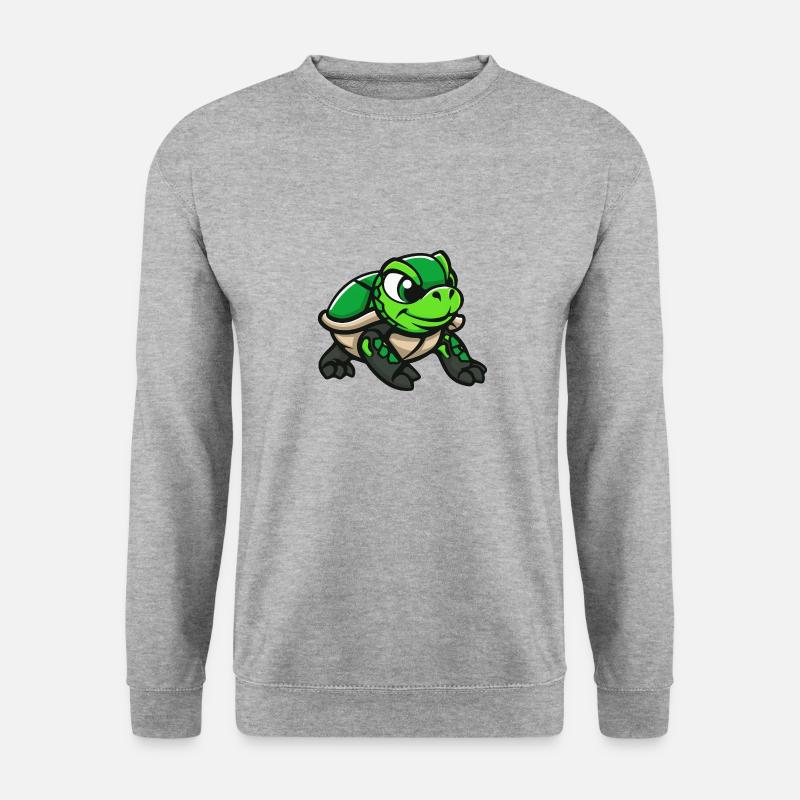Schildkröte Comic - Unisex Pullover - Weißgrau meliert