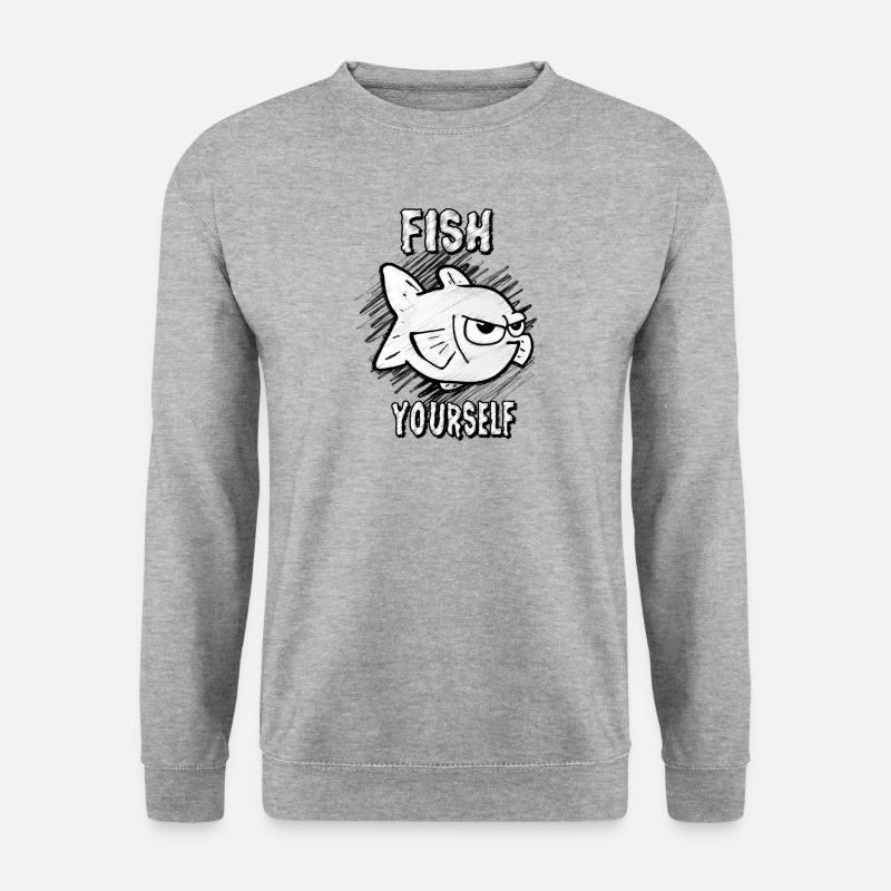 Fish Yourself (Scribble) - Unisex Pullover - Weißgrau meliert