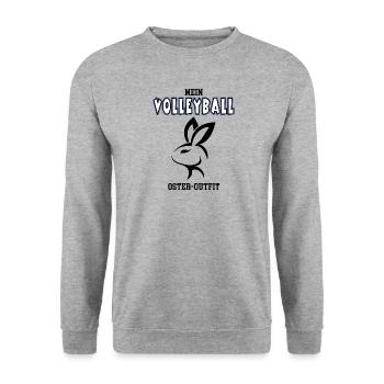 Volleyball Ostern Volleyballer Oster Outfit - Unisex Pullover - Weißgrau meliert - Vorne - Alina (178cm) & Michal (187cm)