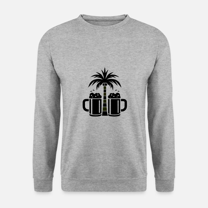 Bier Palmen Strand - Unisex Pullover - Weißgrau meliert