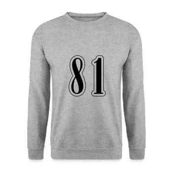 81 Zahl Symbol - Unisex Pullover - Weißgrau meliert - Vorne - Alina (178cm) & Michal (187cm)