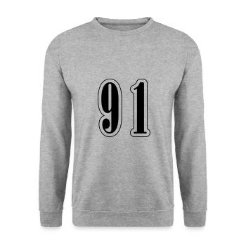 91 Number Symbol - Unisex Sweatshirt - salt & pepper - Front - Alina (178cm) & Michal (187cm)
