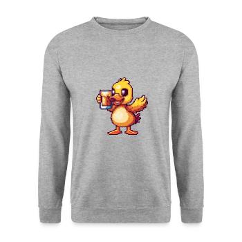 Duck Beer Pixel - Unisex Sweatshirt - salt & pepper - Front - Alina (178cm) & Michal (187cm)