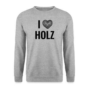 Holz Forstwirt Holzfäller Tischler Geschenkidee - Unisex Pullover - Weißgrau meliert - Vorne - Alina (178cm) & Michal (187cm)