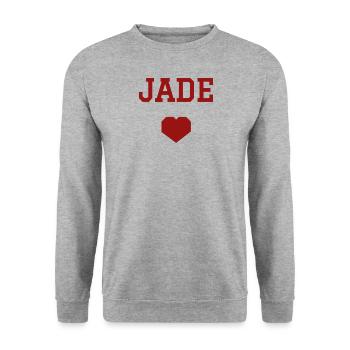 Jade cœur - Sweat-shirt Unisexe - gris chiné - Devant - Alina (178cm) & Michal (187cm)