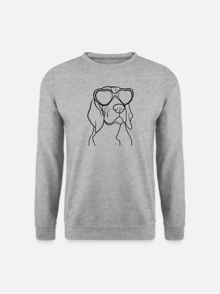 Beagle – Illustration: Hund mit Sonnenbrille - Unisex Pullover - Weißgrau meliert