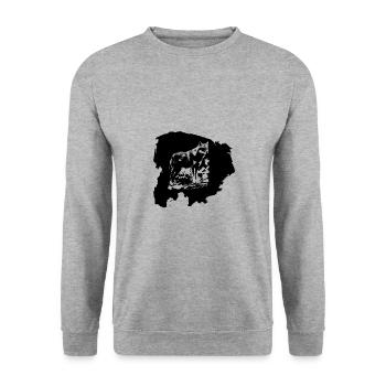 Wolf beobachtet seine Beute - Unisex Pullover - Weißgrau meliert - Vorne - Alina (178cm) & Michal (187cm)