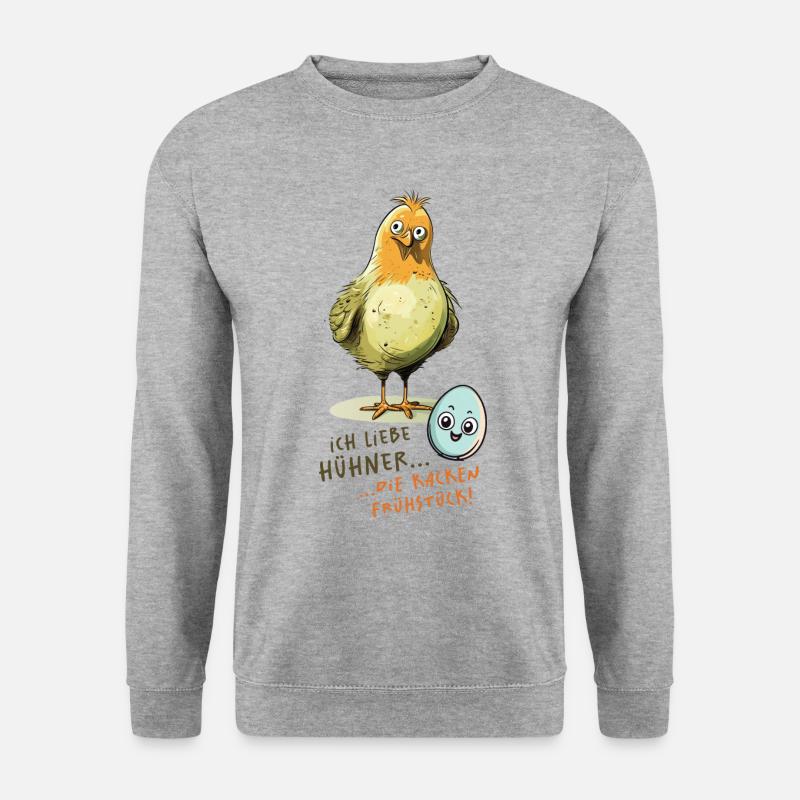 Ich Liebe Hühner - dunkel - Unisex Pullover - Weißgrau meliert