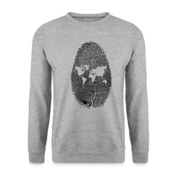 FINGERABDRUCK MODERN TREND T-SHIRT - Unisex Pullover - Weißgrau meliert - Vorne - Alina (178cm) & Michal (187cm)