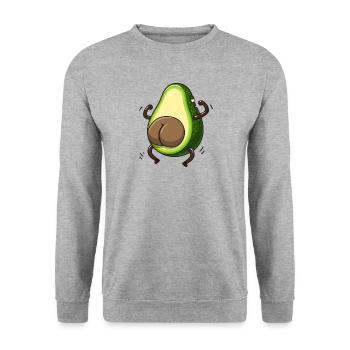 Hintern lustig Avocado Guac - Unisex Pullover - Weißgrau meliert - Vorne - Alina (178cm) & Michal (187cm)