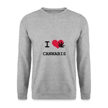 J'aime le cannabis - Sweat-shirt Unisexe - gris chiné - Devant - Alina (178cm) & Michal (187cm)