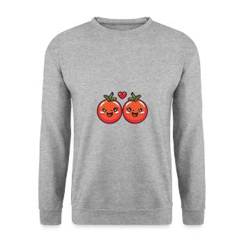 Tomate Couple Amour Coeur Drôle - Sweat-shirt Unisexe - gris chiné - Devant - Alina (178cm) & Michal (187cm)