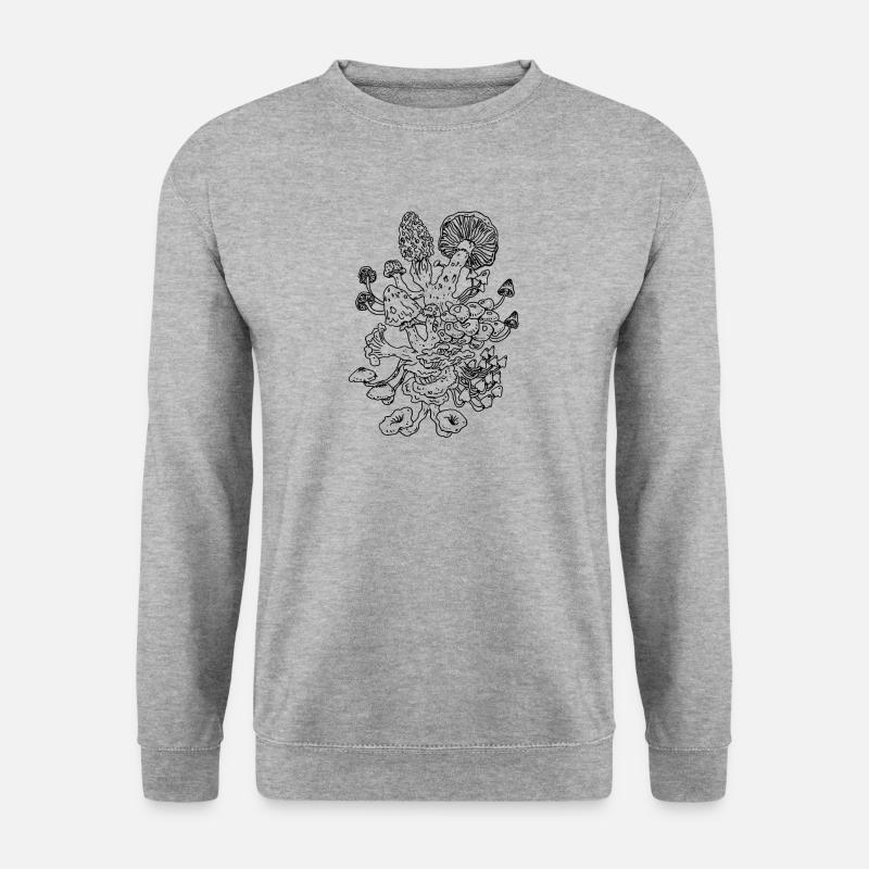 Pilze - Unisex Pullover - Weißgrau meliert