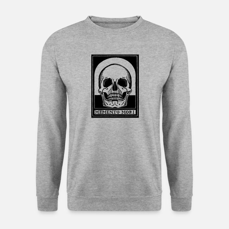 Memento Mori (schwarze Version) - Unisex Pullover - Weißgrau meliert