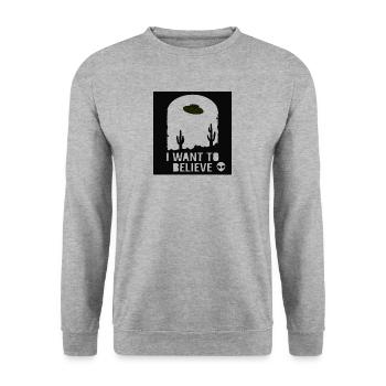 i want to believe - Unisex Pullover - Weißgrau meliert - Vorne - Alina (178cm) & Michal (187cm)