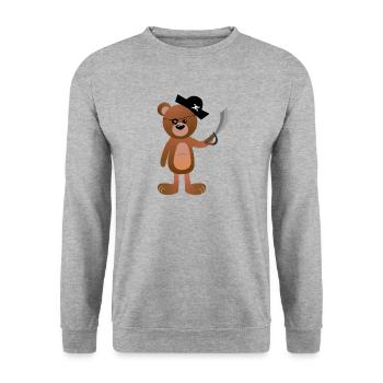 cute bear pirate pirate buccaneer - Unisex Sweatshirt - salt & pepper - Front - Alina (178cm) & Michal (187cm)