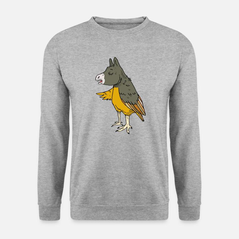 Esel oder Adler oder Vogel Eselvogel - Unisex Pullover - Weißgrau meliert