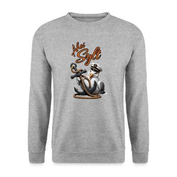 Ahoy Sylt Seagull avec ancre - Sweat-shirt Unisexe - gris chiné - Devant - Alina (178cm) & Michal (187cm)