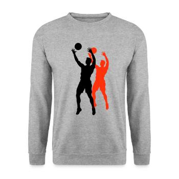 Volleyball Player Silhouette - Unisex Sweatshirt - salt & pepper - Front - Alina (178cm) & Michal (187cm)