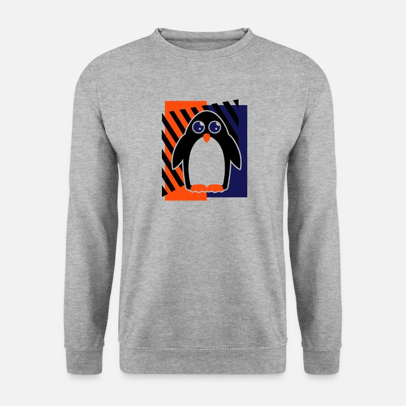 Pinguin Design - Unisex Pullover - Weißgrau meliert