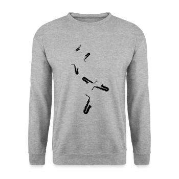 Trompete Symbol - Unisex Pullover - Weißgrau meliert - Vorne - Alina (178cm) & Michal (187cm)