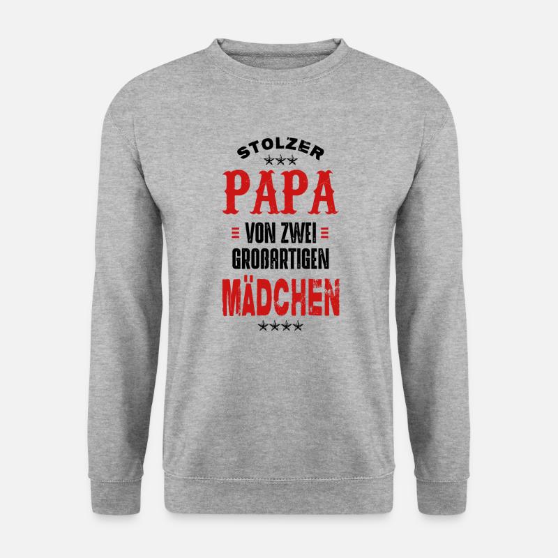 Stolzer Papa von zwei Mädchen - Unisex Pullover - Weißgrau meliert