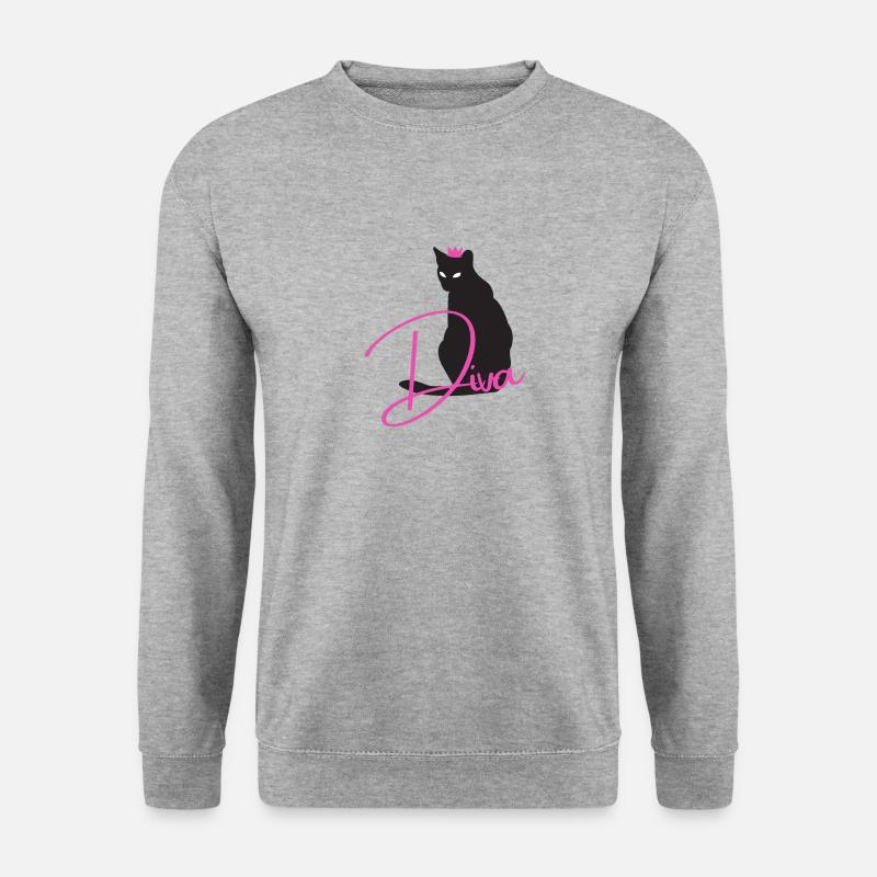 Diva Cat mit Krone pink - Unisex Pullover - Weißgrau meliert
