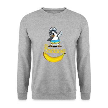 Pinguin Banane Seemann maritim Kind - Unisex Pullover - Weißgrau meliert - Vorne - Alina (178cm) & Michal (187cm)