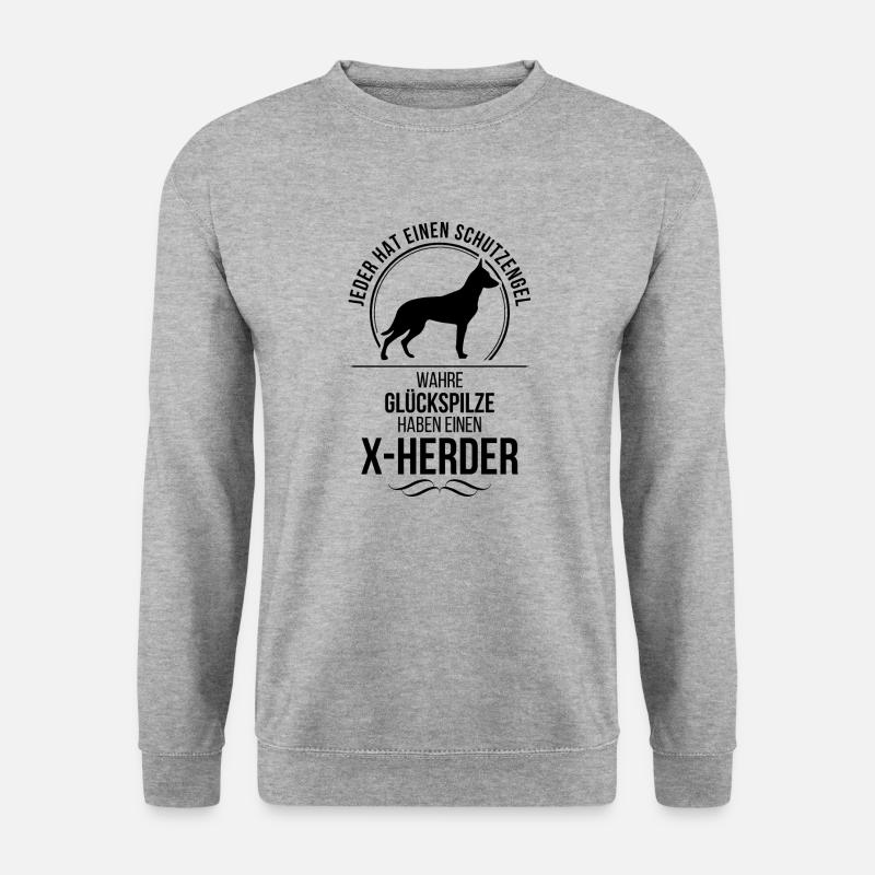 X-HERDER Schutzengel Hunde Spruch Hund Wilsigns - Unisex Pullover - Weißgrau meliert