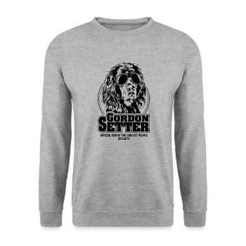 GORDON SETTER coolest people Hunde Spruch Wilsigns - Unisex Pullover - Weißgrau meliert - Vorne - Alina (178cm) & Michal (187cm)