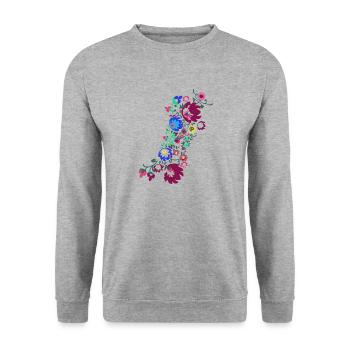 ornaments,flowers,colorful,flower,tendrils,floral - Unisex Sweatshirt - salt & pepper - Front - Alina (178cm) & Michal (187cm)