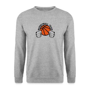 basketball team poing ferme frappe logo - Sweat-shirt Unisexe - gris chiné - Devant - Alina (178cm) & Michal (187cm)