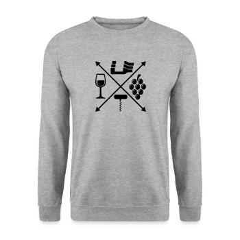 Wein - Unisex Pullover - Weißgrau meliert - Vorne - Alina (178cm) & Michal (187cm)