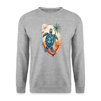 GeoTropic Reverie Eine Oase der Ruhe - Unisex Pullover - Weißgrau meliert - Vorne - Alina (178cm) & Michal (187cm)