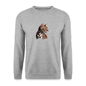 Painted Bengal Cat Portrait - Art - Unisex Sweatshirt - salt & pepper - Front - Alina (178cm) & Michal (187cm)