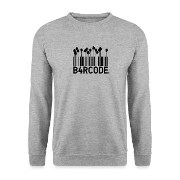 B4RCODE. Palm trees black - Unisex Pullover - Weißgrau meliert - Vorne - Alina (178cm) & Michal (187cm)