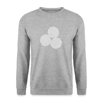 Weiße Triskelion - Unisex Pullover - Weißgrau meliert - Vorne - Alina (178cm) & Michal (187cm)