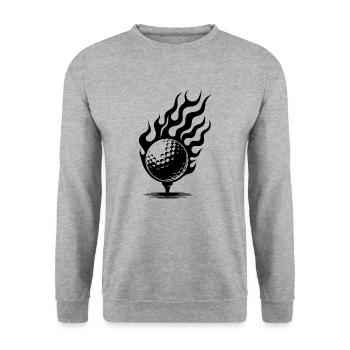 Golfball auf Tee brennend Feuer Flammen Style - Unisex Pullover - Weißgrau meliert - Vorne - Alina (178cm) & Michal (187cm)