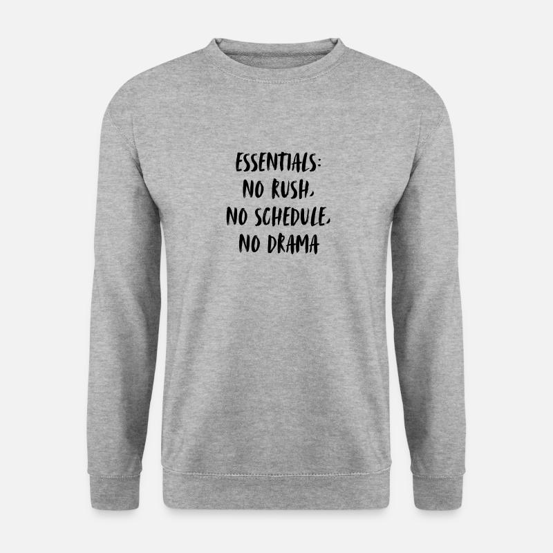 Essentials: no rush, no scedule, no drama. - Unisex Pullover - Weißgrau meliert