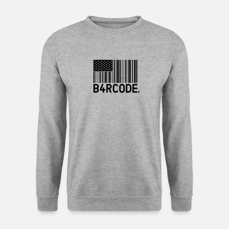B4RCODE. USA black - Unisex Pullover - Weißgrau meliert