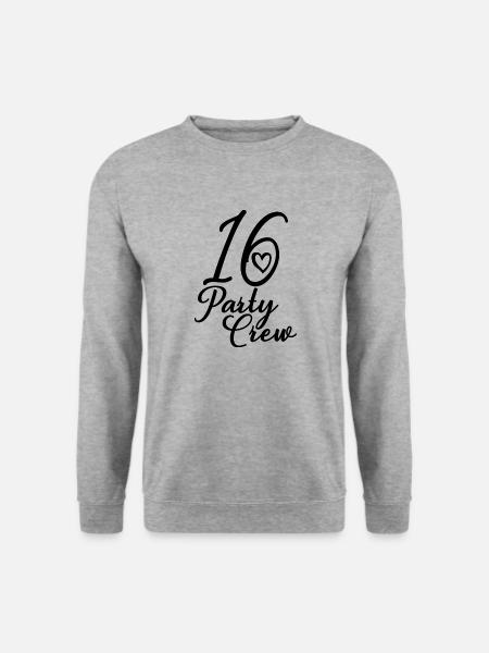 16 Party Crew 16. Geburtstag Party 16 Jahre alt - Unisex Pullover - Weißgrau meliert