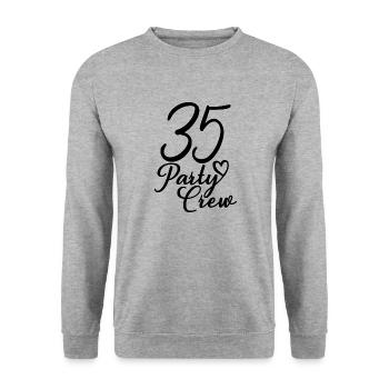 35 Party Crew 35. Geburtstag 35 Jahre alt - Unisex Pullover - Weißgrau meliert - Vorne - Alina (178cm) & Michal (187cm)