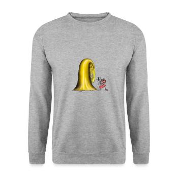 tuba maus 2 - Unisex Pullover - Weißgrau meliert - Vorne - Alina (178cm) & Michal (187cm)
