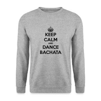 Keep calm and dance Bachata - Unisex Pullover - Weißgrau meliert - Vorne - Alina (178cm) & Michal (187cm)
