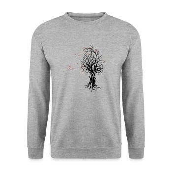 autumn tree Herbst Baum Jahreszeit Wind Laub - Unisex Pullover - Weißgrau meliert - Vorne - Alina (178cm) & Michal (187cm)