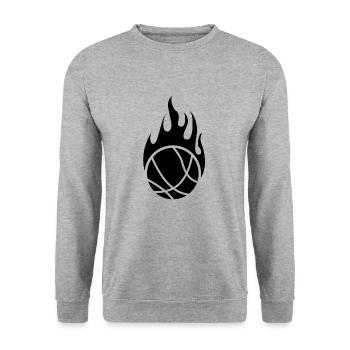 Basketball Flame Ball Ballsport Sports Fire Hot - Unisex Sweatshirt - salt & pepper - Front - Alina (178cm) & Michal (187cm)