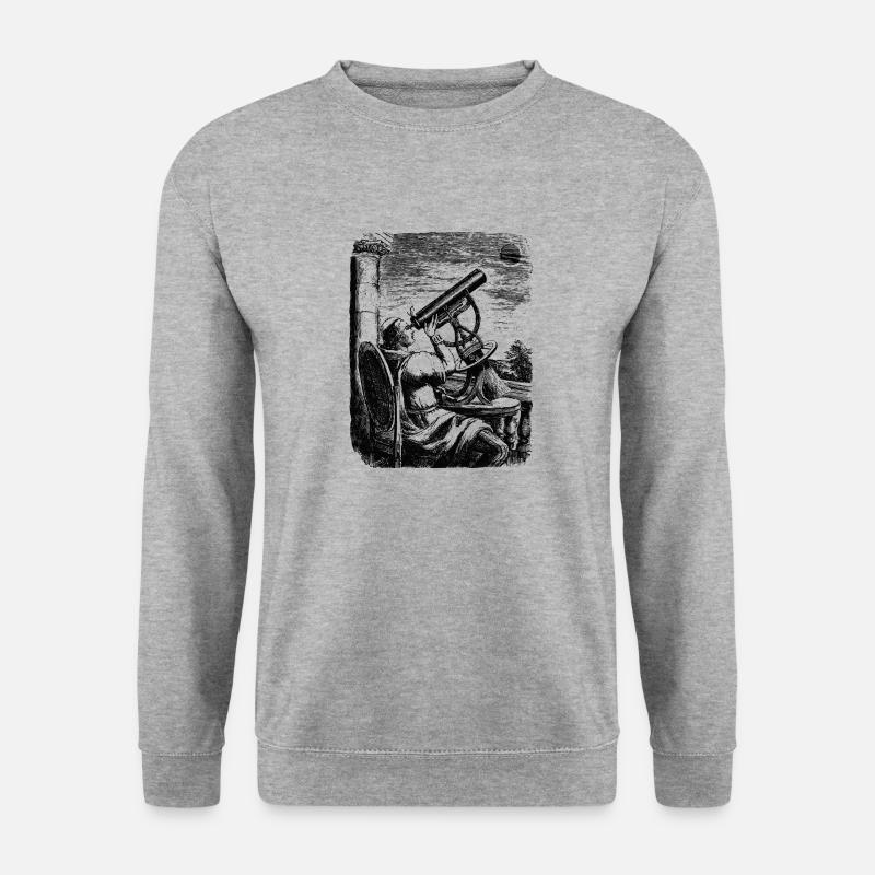 teleskop-astronomie-mann - Unisex Pullover - Weißgrau meliert