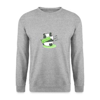 Panda - Unisex Pullover - Weißgrau meliert - Vorne - Alina (178cm) & Michal (187cm)